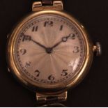 First quarter of the 20th century ladies 15ct gold wristwatch, Longines, 1085N, B&Co, the frosted