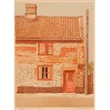 *H JOHN JACKSON (BORN 1938, BRITISH) "End Cottage" artist's proof lino cut, signed, dated 83,