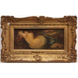 ATTRIBUTED TO WILLIAM ETTY, RA (1787-1849, BRITISH) Reclining nude oil on panel 5 x 12 ins