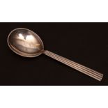 Mid-20th century Danish table spoon with polished bowl and ribbed handle, length 8 1/4 ins, weight