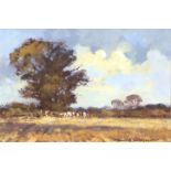 *KEVIN B THOMPSON (BORN 1950, BRITISH) "Norfolk Landscape" oil on card, signed lower right 9 x 13