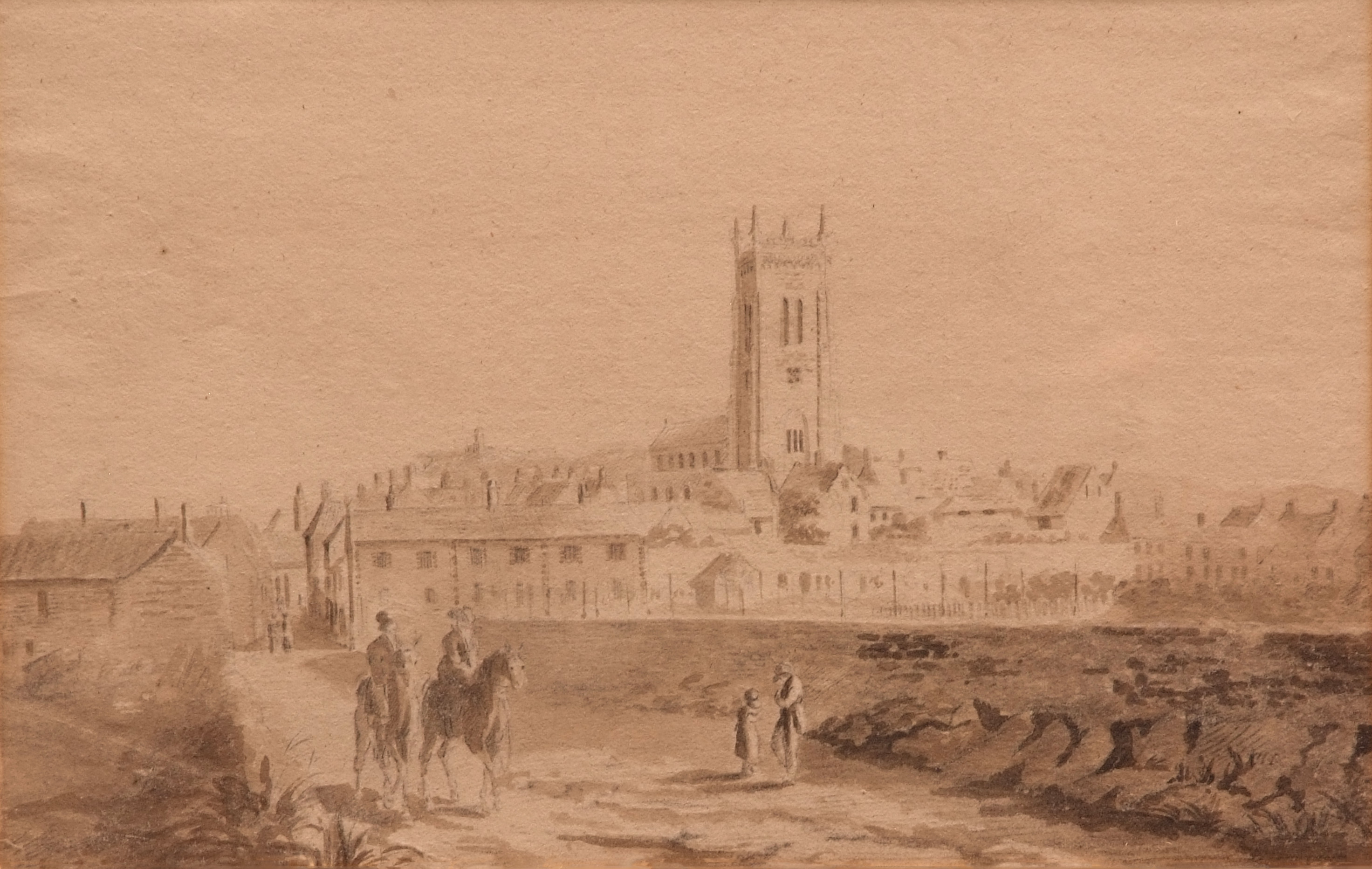 ENGLISH SCHOOL (19TH CENTURY) "Cromer from the West" pencil and wash 7 x 11ins Provenance: Cromer