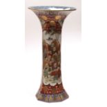 Large Japanese Imari trumpet shaped vase of octagonal form (going into circular at the neck) with