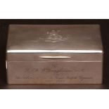 NORFOLK REGIMENTAL INTEREST - George VI presentation inscribed table cigarette box, the polished