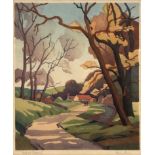 *ERIC SLATER (1896-1963, BRITISH) "Early Spring" coloured woodcut, signed and inscribed with title