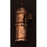 Late Victorian 9ct gold and 'jack in the box' charm, the cylindrical shaped charm and lid with a