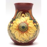 Modern Moorcroft large baluster vase decorated with the "Inca Sunflower" design, impressed marks