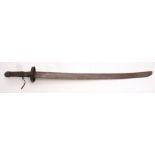 China, late 19th century sword with cast steel pommel and cord grip, with oval guard and crude