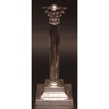 Early 20th century electro-plated lamp base modelled in the form of a Corinthian column on a stepped