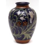 Royal Doulton large baluster vase by Harry Simeon and Bessie Newberry, the body decorated with