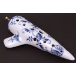 Meissen ocarina printed in blue with an onion pattern, fitted with single base metal stopper, the