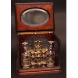 Victorian burr walnut decanter box, of rectangular form, the lifting top, sides and back inset