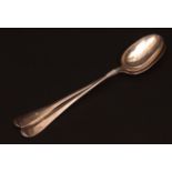 Two George V basting spoons, Hanoverian Rattail pattern, initialled, length 12 1/4 ins, weight