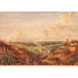 NORWICH SCHOOL (19TH CENTURY) "View on Mousehold Heath" watercolour bearing old attributions