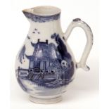 18th century Chinese blue and white porcelain milk jug of sparrow beak form, decorated with