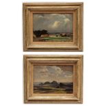 *SIR JOHN ALFRED ARNESBY-BROWN, RA (1866-1953, BRITISH) Landscape studies pair of oils on panel, one