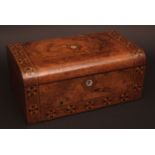 Victorian walnut large writing box, the rim inlaid with parquetry panels, fitted interior, 16 ins