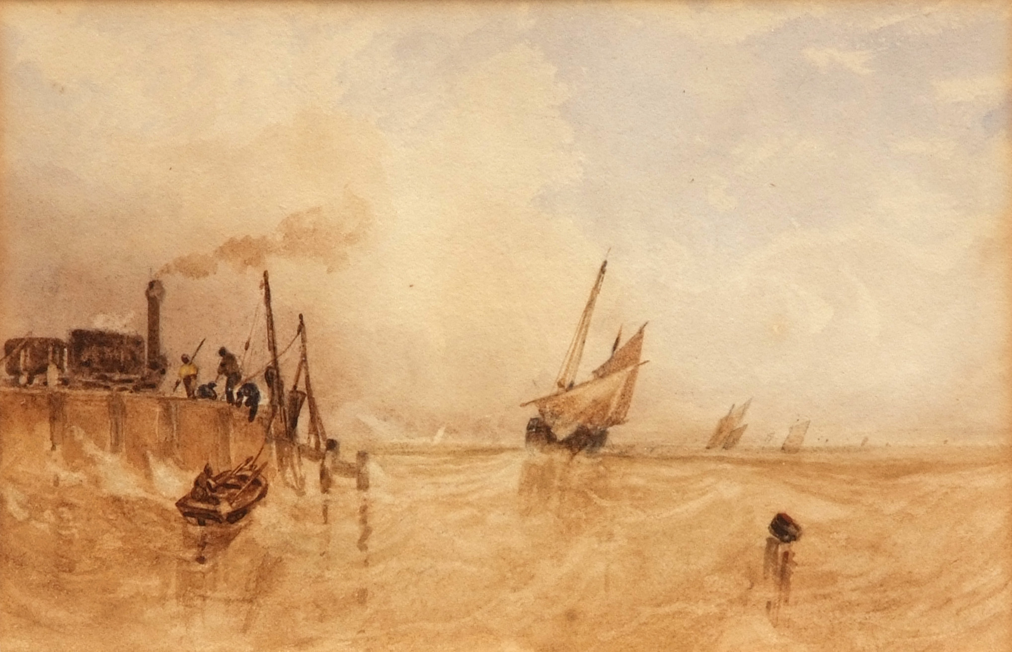 THOMAS LOUND (1803-1861, BRITISH) Seascapes pair of watercolours 5 1/2 x 8 ins (2) - Image 2 of 3