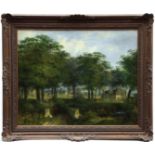 WILLIAM HENRY CROME (1806-1873, BRITISH) "Woodland near Woodbridge" oil on panel, signed lower right