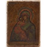 EUROPEAN SCHOOL (19TH CENTURY) Icon - Madonna and Child oil on canvas 7 x 5 1/4 ins, unframed