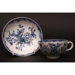 A Lowestoft coffee cup & saucer c1775 decorated in Worcester style with the Mansfield pattern, The