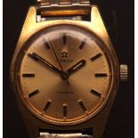 Last quarter of the 20th century ladies gold plated centre seconds wristwatch, Omega "Geneve", the
