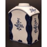 A Lowestoft tea caddy c1775 decorated with the Robert Browne pattern of floral sprigs within