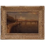 JOHN BETLEM (FL 1914-1941, BRITISH) View on the Thames showing Waterloo Bridge, Cleopatra's Needle