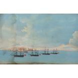 NEAPOLITAN SCHOOL (19TH CENTURY) British Naval Fleet off the Bay of Naples, the front ship flying