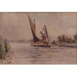 STEPHEN JOHN BATCHELDER (1849-1932, BRITISH) "Oby Mill near Acle" watercolour, signed lower left 7 x