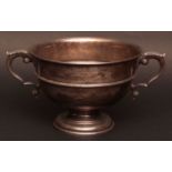 George V two-handled presentation inscribed trophy cup, of circular form with hollow cast and