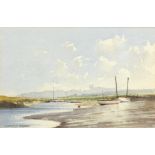 *GODFREY SAYERS (20TH CENTURY, BRITISH) Boats at Morston Creek 6 x 10ins