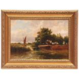 ENGLISH SCHOOL (19TH/20TH CENTURY) "On Ranworth Broad" oil on board, indistinctly monogrammed