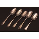 Mixed Lot: five various bottom struck Hanoverian pattern tablespoons, various dates and makers (5)