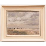 *GEOFFREY LEFEVRE (CONTEMPORARY, BRITISH) "The Beach at Snettisham" oil on board, signed and dated