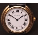 Late 20th century Swiss 18ct gold ladies wristwatch, Cartier "Ellipse", the signed 17 jewel movement
