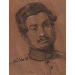 JOHN JOSEPH COTMAN (1814-1878, BRITISH) Portrait of a Soldier black chalk drawing, signed lower left