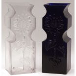 Cobalt blue Dartington Glass vase by Frank Thrower of geometric baluster form, together with a