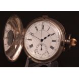 Late 19th century/early 20th century Swiss silver cased half hunter keyless lever watch with