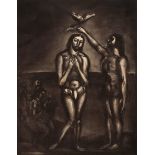 AFTER GEORGES ROUAULT (1871-1958, FRENCH) "Baptism of Christ" black and white aquatint, circa 1922