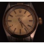 Last quarter of the 20th century steel and gold ladies centre seconds wristwatch, Rolex "Oyster