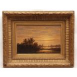 ANTHONIE JACUBUS VAN WIJNAERDT (1805-1887, DUTCH) River scene at dusk oil on panel, signed lower