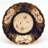 Chelsea gold anchor period circular plate, painted in colours with panels of game birds and