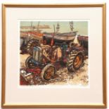 *H JOHN JACKSON (BORN 1938, BRITISH) "Boats and Tractors" lino cut, signed, No 11/150 and