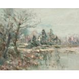 *JACK COX (1914-2007, BRITISH) Winter Landscape oil on board, signed lower left 16 x 20 ins