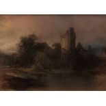 HENRY BRIGHT (1810-1873, BRITISH) "Caister Castle" coloured chalks 9 x 12 ins