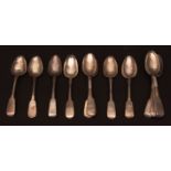 Mixed Lot: 13 various Fiddle pattern tea spoons, combined weight approx 278gms, various dates and