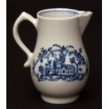 A Lowestoft sparrow beak jug circa 1780 transfer printed with the so-called Good Cross Chapel