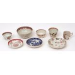Mixed Lot: eight pieces of Chinese export porcelain comprising three saucers, three small bowls, one