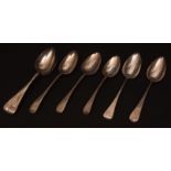 Mixed Lot: three Old English pattern tablespoons, together with five further various examples,